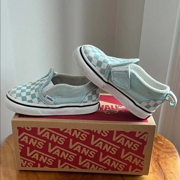 Vans Kids Classic SlipOn Blue Checker board - Picture 9 of 14